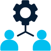 People and gear collaboration icon